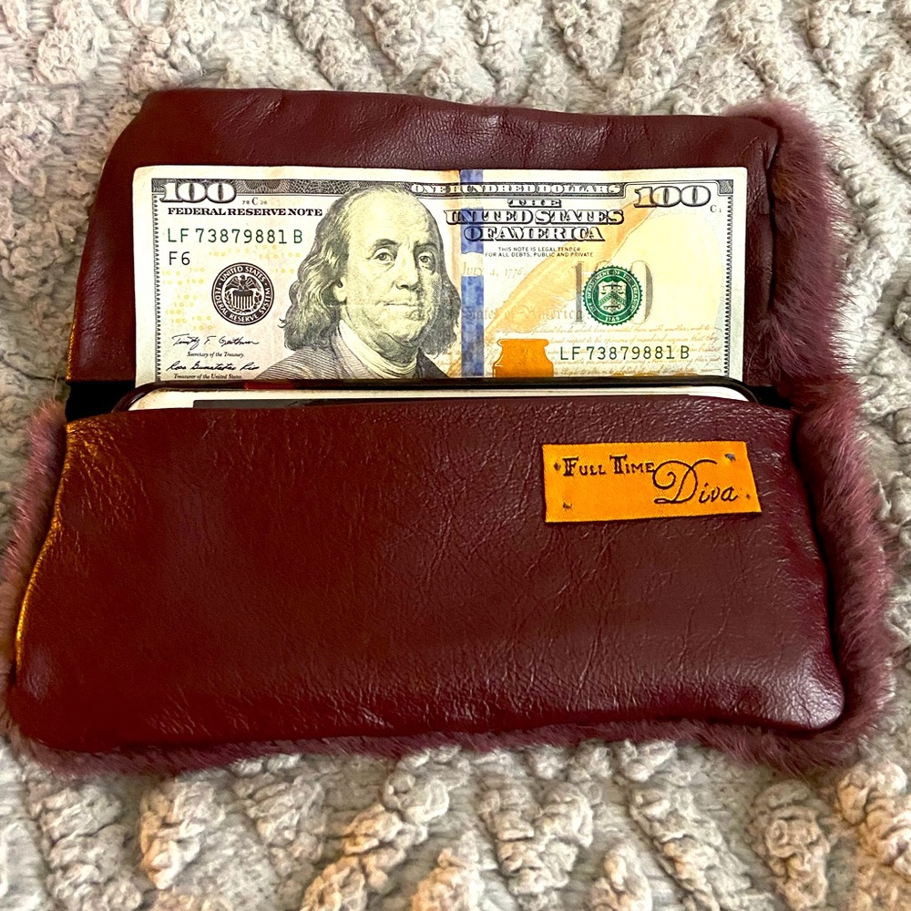 Fur Wallet / Phone Holder - Purple Mink